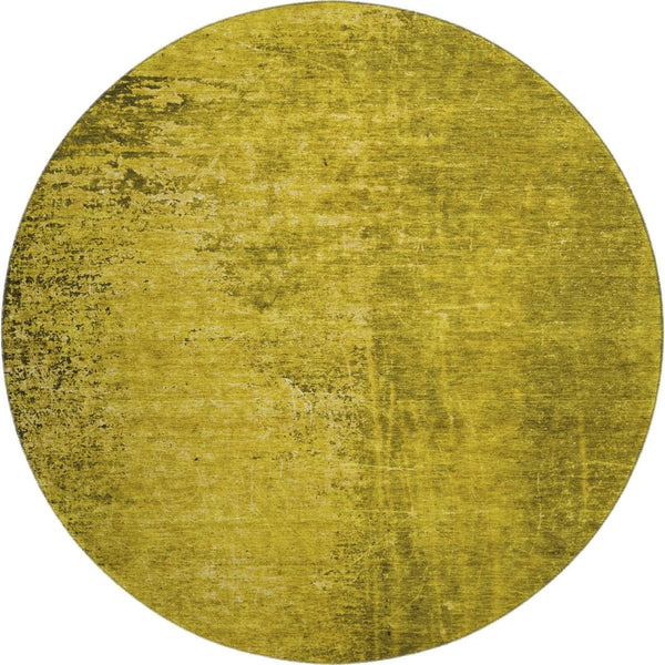 HomeRoots 8' Gold and Gray Abstract Washable Round Rug with UV Protection - Stylish, Durable, Easy-Care Design! 648799