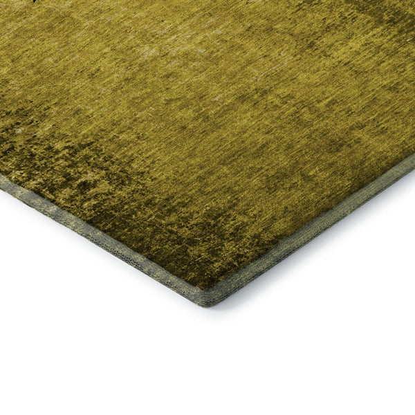 HomeRoots 8' Gold and Gray Abstract Washable Round Rug with UV Protection - Stylish, Durable, Easy-Care Design! 648799