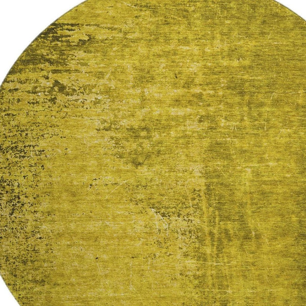 HomeRoots 8' Gold and Gray Abstract Washable Round Rug with UV Protection - Stylish, Durable, Easy-Care Design! 648799