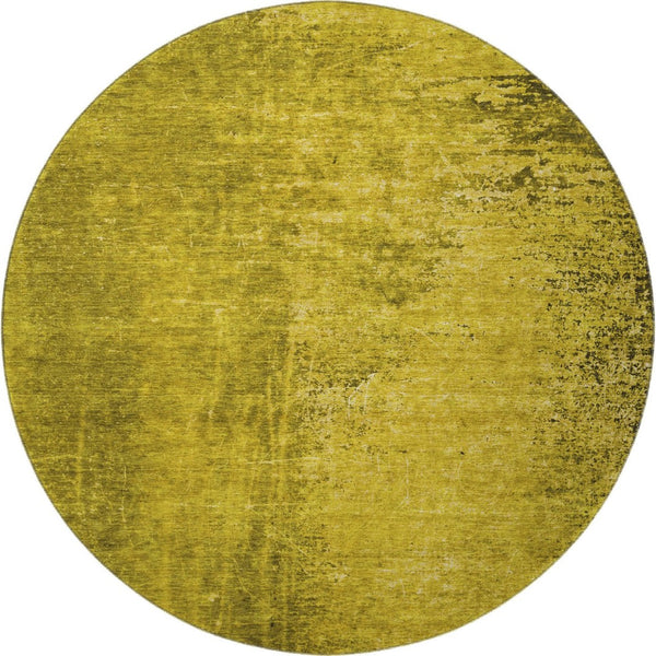 HomeRoots 8' Gold and Gray Abstract Washable Round Rug with UV Protection - Stylish, Durable, Easy-Care Design! 648799