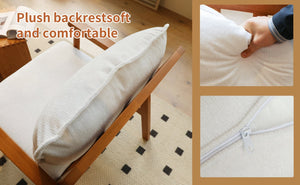 English Elm Cute Fabric Armchair Solid Wood Frame Compact Upholstered Seat for Bedroom or Apartment White W2105P420762