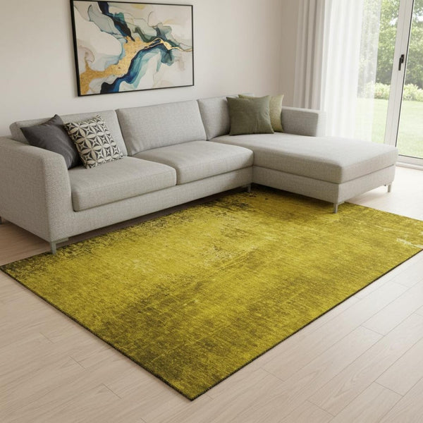 HomeRoots 8' X 10' Gold and Gray Abstract Area Rug – Washable, UV Protected, Durable for Family Living Spaces 648800