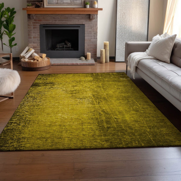 HomeRoots 9' X 12' Gold And Gray Abstract Area Rug - Washable, UV-Protected, Stylish for Busy Homes & Pets 648801