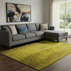 HomeRoots 9' X 12' Gold And Gray Abstract Area Rug - Washable, UV-Protected, Stylish for Busy Homes & Pets 648801