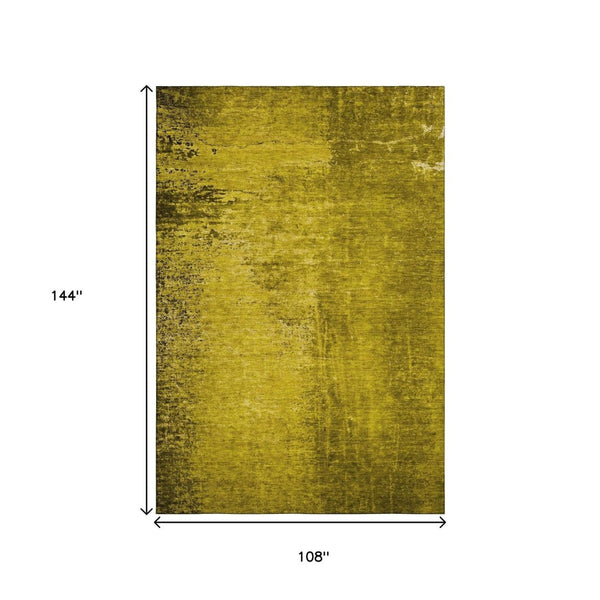 HomeRoots 9' X 12' Gold And Gray Abstract Area Rug - Washable, UV-Protected, Stylish for Busy Homes & Pets 648801