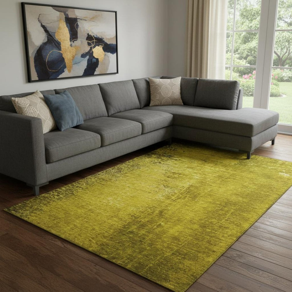 HomeRoots 10' X 14' Gold And Gray Abstract Washable Area Rug - Stylish, Durable, Stain-Resistant with UV Protection 648802