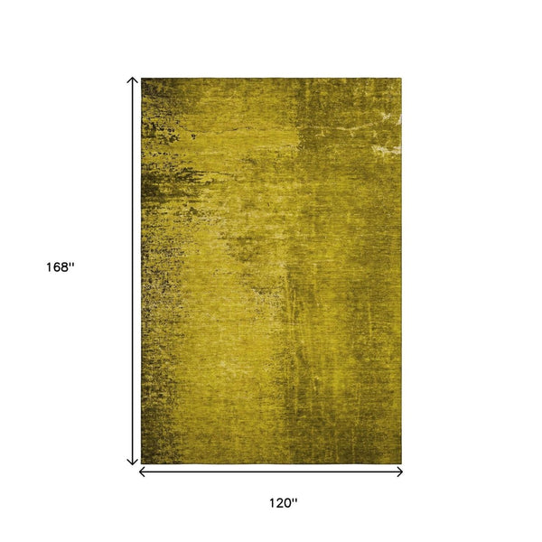 HomeRoots 10' X 14' Gold And Gray Abstract Washable Area Rug - Stylish, Durable, Stain-Resistant with UV Protection 648802