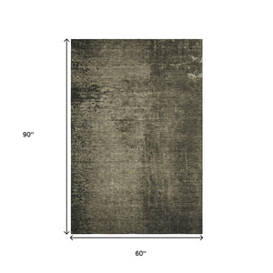 HomeRoots 5' Gray and Silver Abstract Washable Area Rug – Durable, Stylish, UV Protected for Family Spaces 648804