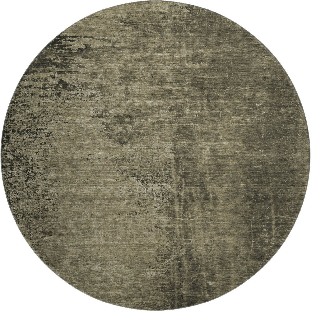 HomeRoots 8' Gray and Silver Abstract Round Rug - Washable, UV-Protected, Durable for High-Traffic Areas! 648805