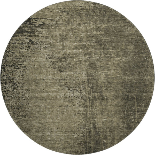 HomeRoots 8' Gray and Silver Abstract Round Rug - Washable, UV-Protected, Durable for High-Traffic Areas! 648805
