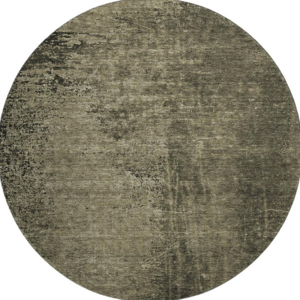HomeRoots 8' Gray and Silver Abstract Round Rug - Washable, UV-Protected, Durable for High-Traffic Areas! 648805