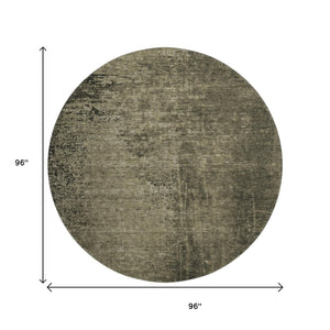 HomeRoots 8' Gray and Silver Abstract Round Rug - Washable, UV-Protected, Durable for High-Traffic Areas! 648805