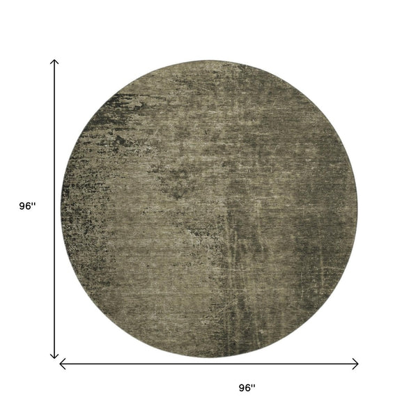 HomeRoots 8' Gray and Silver Abstract Round Rug - Washable, UV-Protected, Durable for High-Traffic Areas! 648805