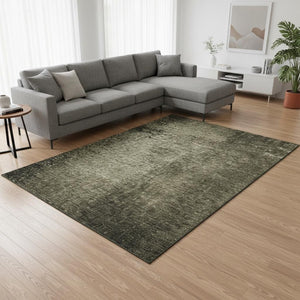 HomeRoots 8' X 10' Gray And Silver Abstract Washable Area Rug with UV Protection for High-Traffic Spaces 648806