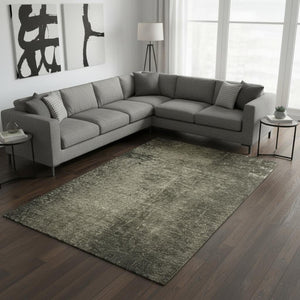 HomeRoots 10' Gray and Silver Abstract Washable Area Rug - UV Protected, Stain Resistant, Perfect for Families! 648808