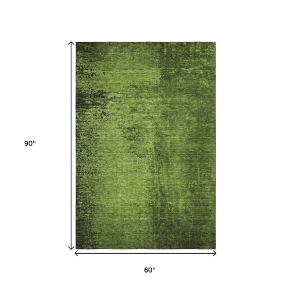 HomeRoots 5' X 8' Abstract Green and Gray Washable Area Rug with Stain Resistance and UV Protection Benefits 648810