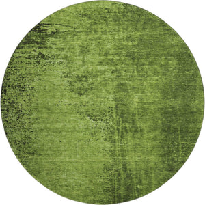 HomeRoots 8' Modern Green and Gray Abstract Round Rug – Washable, UV-Protected, Stylish & Durable Design 648811