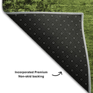 HomeRoots 8' Modern Green and Gray Abstract Round Rug – Washable, UV-Protected, Stylish & Durable Design 648811