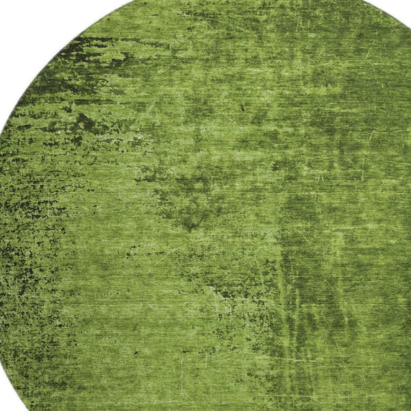 HomeRoots 8' Modern Green and Gray Abstract Round Rug – Washable, UV-Protected, Stylish & Durable Design 648811