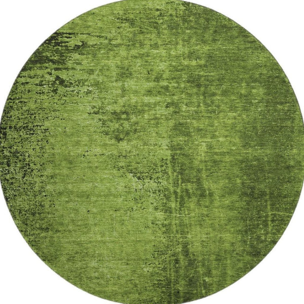 HomeRoots 8' Modern Green and Gray Abstract Round Rug – Washable, UV-Protected, Stylish & Durable Design 648811