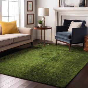 HomeRoots 8' X 10' Green And Gray Abstract Washable Area Rug – UV Protected, Stain Resistant, Modern Design 648812