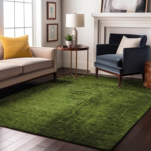 HomeRoots 8' X 10' Green And Gray Abstract Washable Area Rug – UV Protected, Stain Resistant, Modern Design 648812
