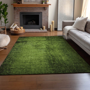 HomeRoots 8' X 10' Green And Gray Abstract Washable Area Rug – UV Protected, Stain Resistant, Modern Design 648812