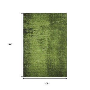 HomeRoots 9' X 12' Stylish Green and Gray Abstract Washable Area Rug with UV Protection for Modern Homes 648813