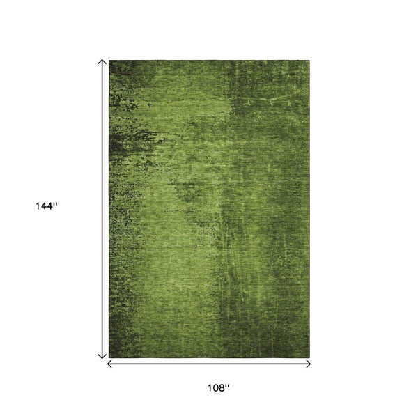 HomeRoots 9' X 12' Stylish Green and Gray Abstract Washable Area Rug with UV Protection for Modern Homes 648813
