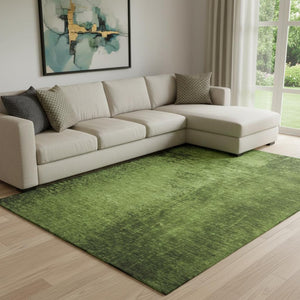 HomeRoots 9' X 12' Stylish Green and Gray Abstract Washable Area Rug with UV Protection for Modern Homes 648813
