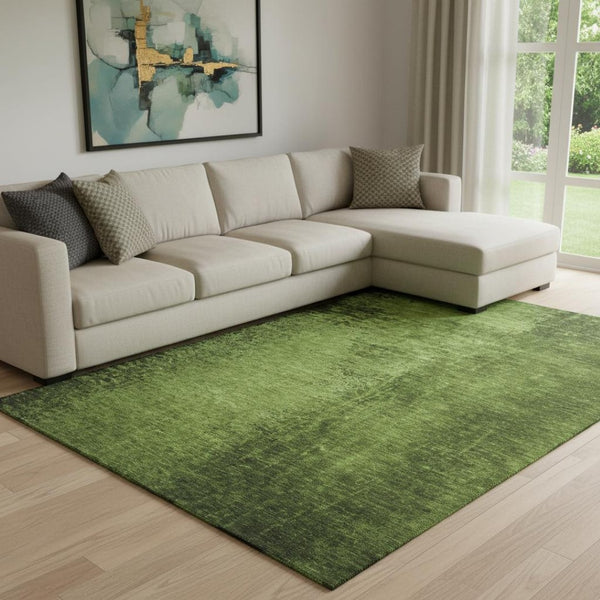 HomeRoots 9' X 12' Stylish Green and Gray Abstract Washable Area Rug with UV Protection for Modern Homes 648813