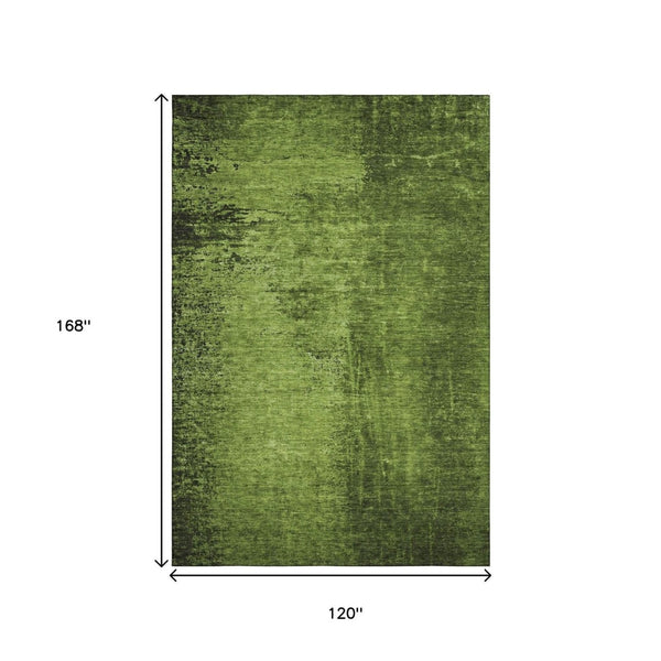 HomeRoots 10' X 14' Green and Gray Abstract Area Rug - Stylish, Washable, Stain-Resistant with UV Protection! 648814