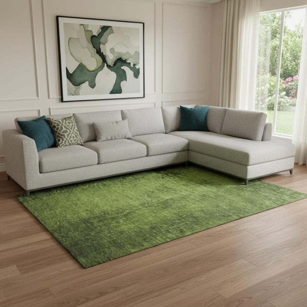 HomeRoots 10' X 14' Green and Gray Abstract Area Rug - Stylish, Washable, Stain-Resistant with UV Protection! 648814