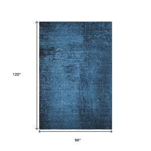 HomeRoots 8' X 10' Navy Blue & Gray Abstract Area Rug - Washable, UV Protection, Durable & Stylish for Any Room! 648818