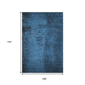 HomeRoots 9' X 12' Modern Navy Blue and Gray Abstract Washable Area Rug with UV Protection for Homes 648819