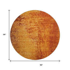 HomeRoots 8' Contemporary Rust and Gray Abstract Washable Round Rug with UV Protection for Stylish Spaces 648823