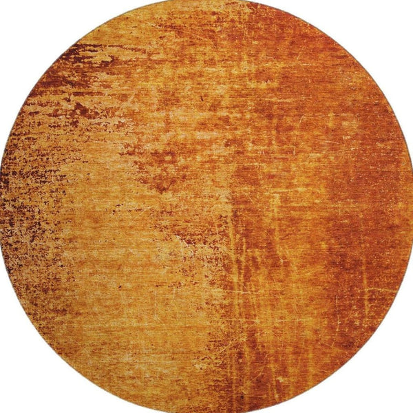 HomeRoots 8' Contemporary Rust and Gray Abstract Washable Round Rug with UV Protection for Stylish Spaces 648823