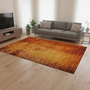 HomeRoots 8' X 10' Stylish Rust and Gray Abstract Washable Area Rug with UV Protection for High-Traffic Homes 648824