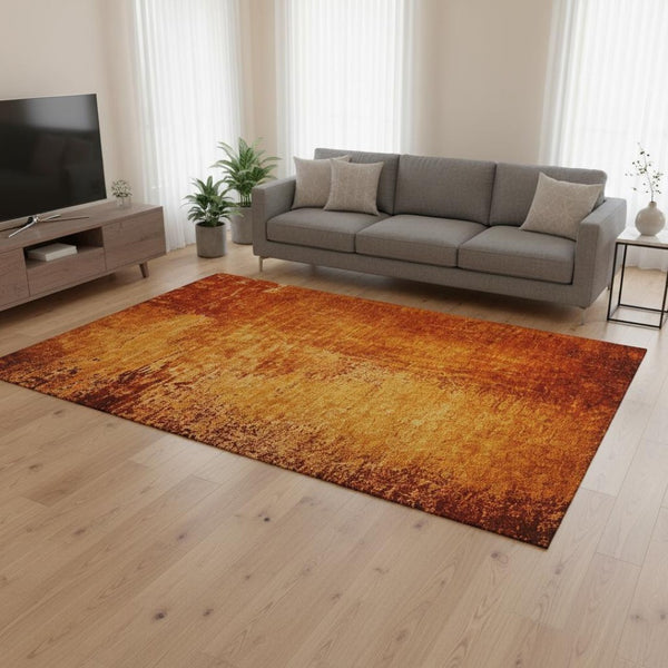 HomeRoots 8' X 10' Stylish Rust and Gray Abstract Washable Area Rug with UV Protection for High-Traffic Homes 648824
