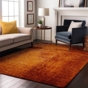 HomeRoots 8' X 10' Stylish Rust and Gray Abstract Washable Area Rug with UV Protection for High-Traffic Homes 648824