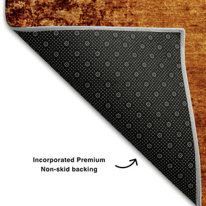 HomeRoots 8' X 10' Stylish Rust and Gray Abstract Washable Area Rug with UV Protection for High-Traffic Homes 648824