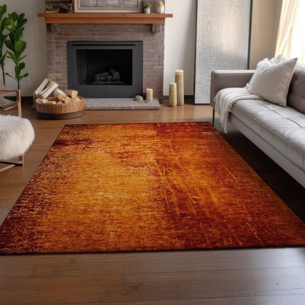 HomeRoots 8' X 10' Stylish Rust and Gray Abstract Washable Area Rug with UV Protection for High-Traffic Homes 648824