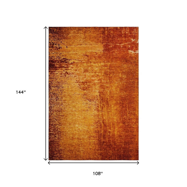 HomeRoots 9' X 12' Washable Rust and Gray Abstract Area Rug with UV Protection for High-Traffic Spaces 648825