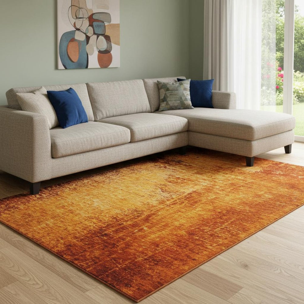 HomeRoots 10' X 14' Modern Rust and Gray Abstract Area Rug – Durable, Washable, UV-Protected for Busy Homes! 648826