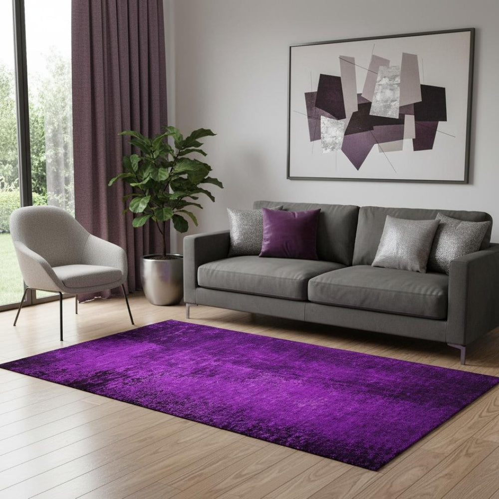 HomeRoots 5' X 8' Purple And Gray Abstract Area Rug – Stylish, Washable, UV-Protected, Durable for Any Space 648828