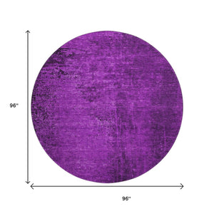 HomeRoots 8' Purple and Gray Abstract Washable Round Rug - Durable, Stain-Resistant, UV Protected for Homes 648829