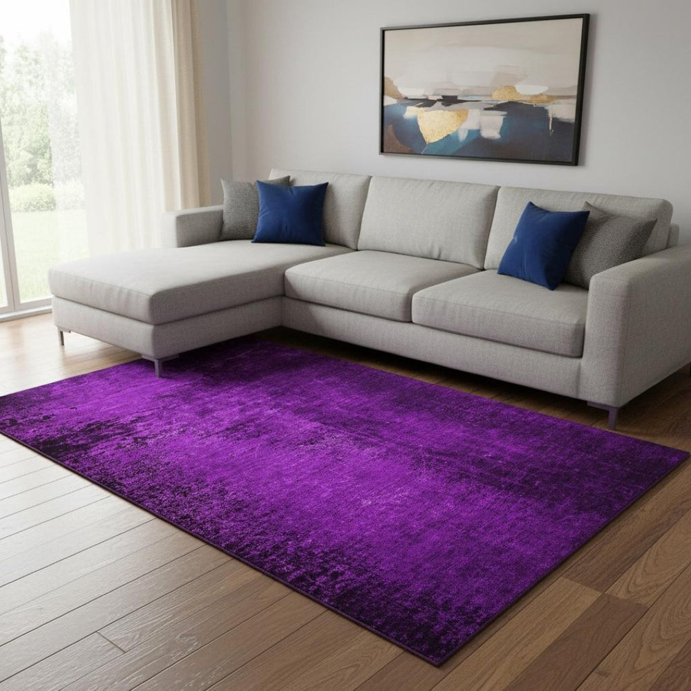 HomeRoots 8' X 10' Stylish Purple and Gray Abstract Area Rug - Washable, UV Protected, Durable for Homes 648830
