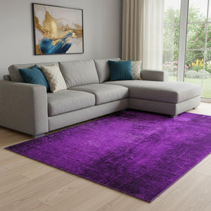 HomeRoots 9' X 12' Purple And Gray Abstract Washable Area Rug - Stain Resistant, UV Protected, Modern Style! 648831