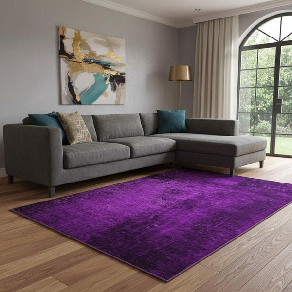HomeRoots 10' X 14' Purple and Gray Abstract Area Rug - Washable, UV Protected, Stylish for Modern Living Spaces 648832
