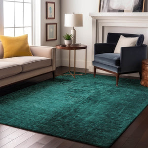 HomeRoots 5' X 8' Stylish Teal and Gray Abstract Area Rug – Washable, Stain-Resistant, UV Protected for Homes 648834